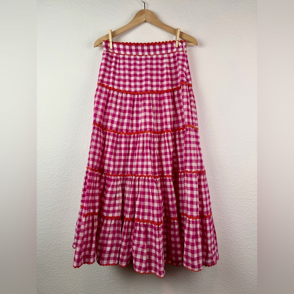 Tuckernuck Pink City Prints Raspberry Gingham Etta Skirt